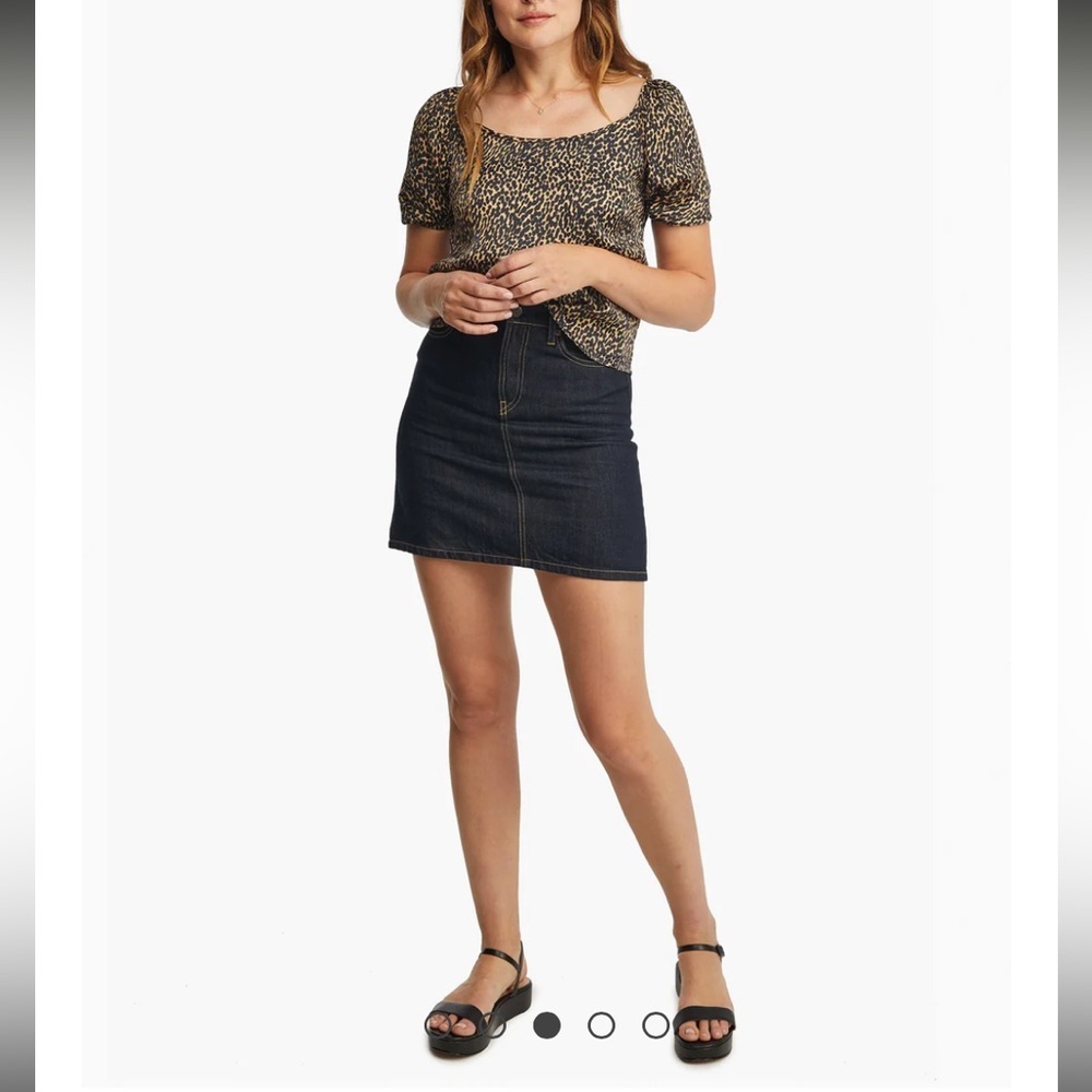 ABLE Denim Dark Wash Mini Skirt. Size 30.